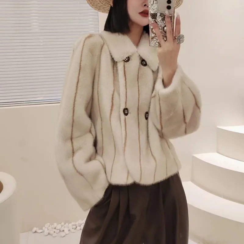 Зимний элегантный квадратный воротник из норки женская модная норковая