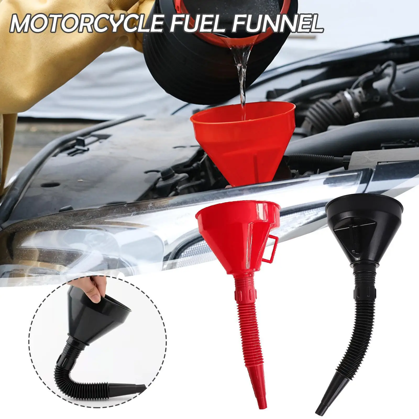 

135mm Car And Motorcycle Refueling Funnel Gasoline Oil With Filter Thickened Plastic Funnel Replacement Filling Transfer Tool