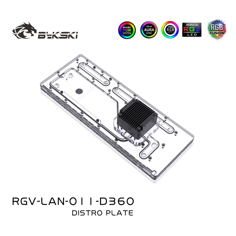 Bykski RGV-LAN-O11-D360 Acrylic Distro Plate for LIAN LI O11 Dynamic Case / Fit Dual 360MM Radiator / Combo DDC Pump