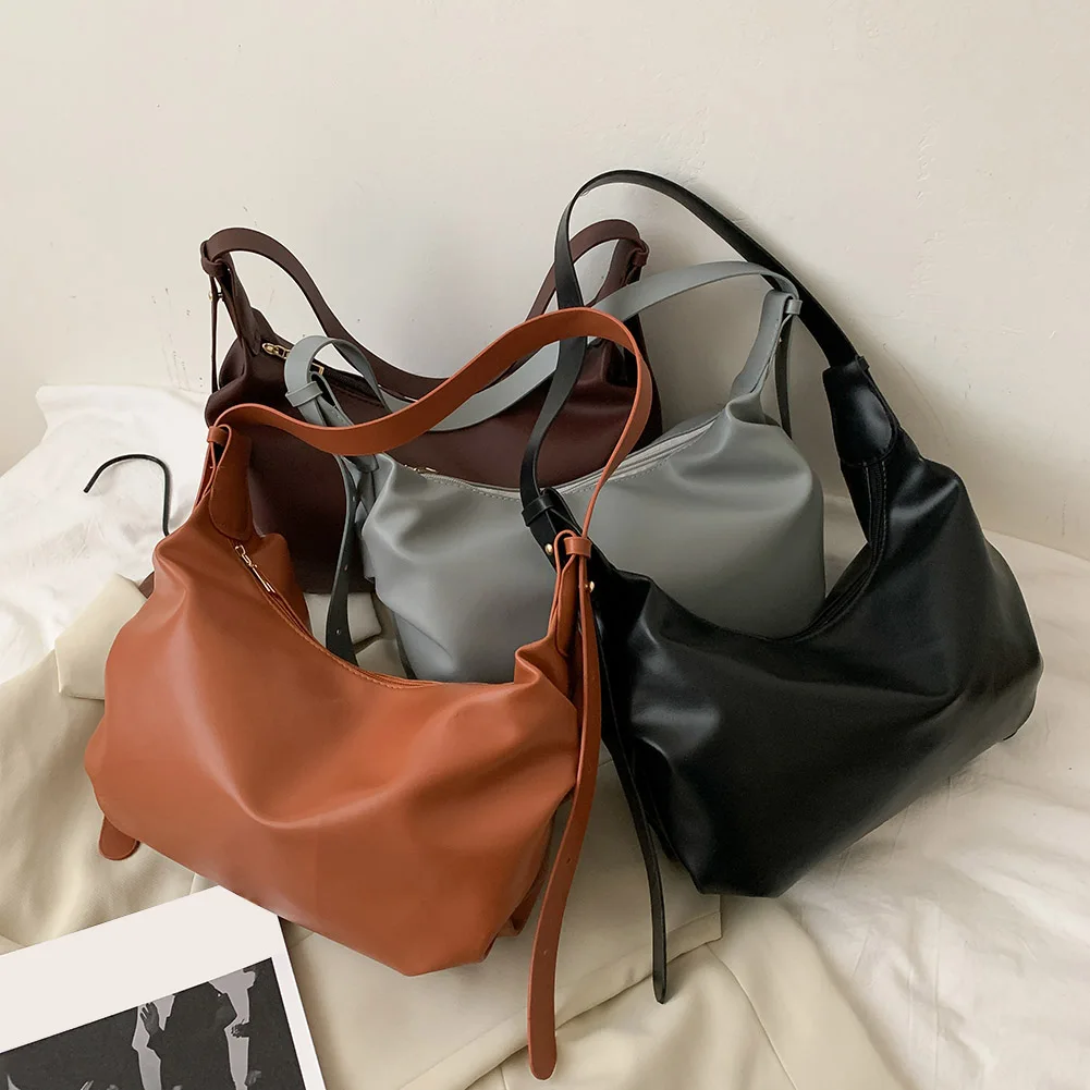 

Fashion Solid Color Crossbody Bag Women Casual Leather Dumpling Shoulder Handbag Popular Simple Female Daily Bag