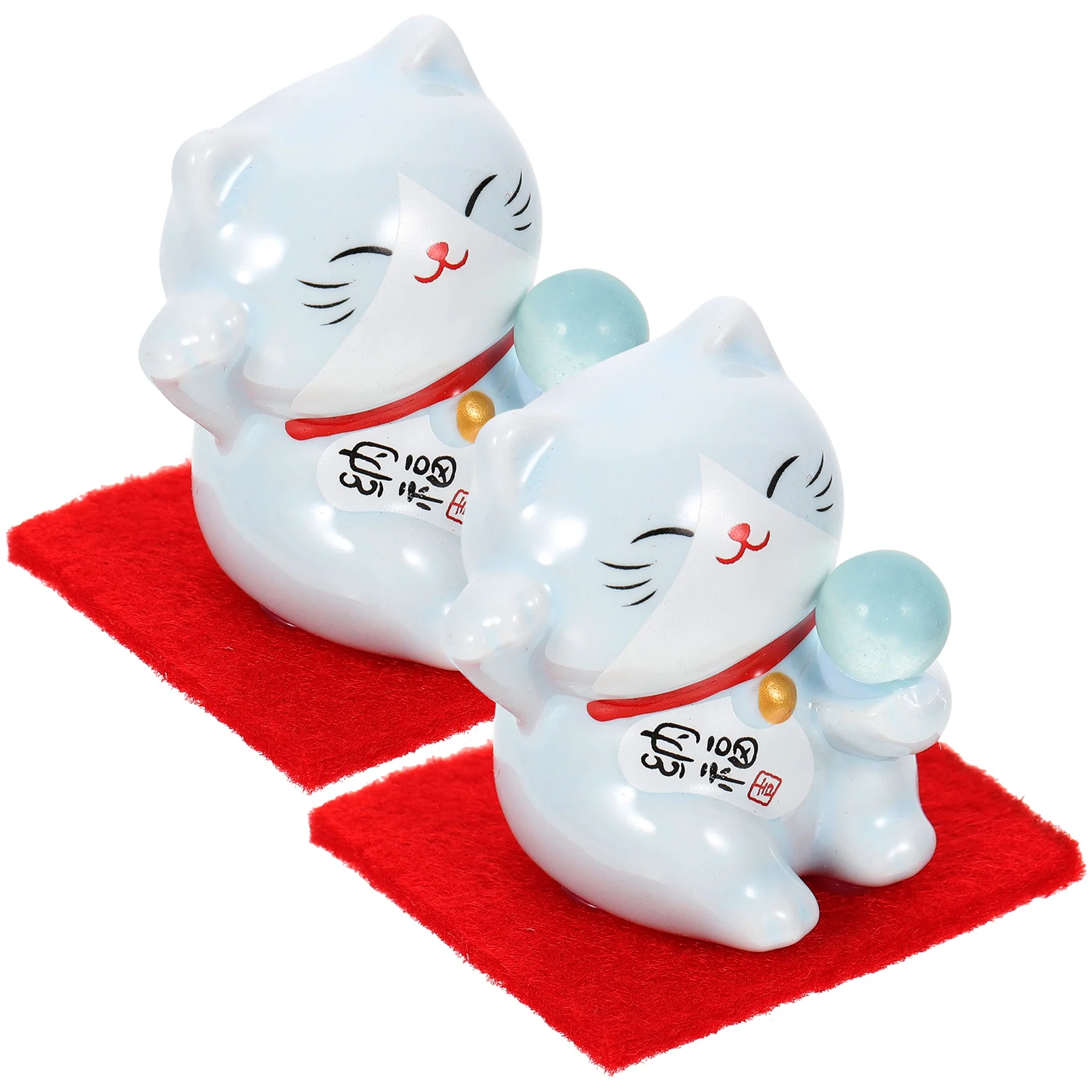 

2pcs Adorable Cat Figurine Cartoon Cat Statue Fortune Cat Statue Exquisite Cat Craft Small Cat Figurine for Gift Option