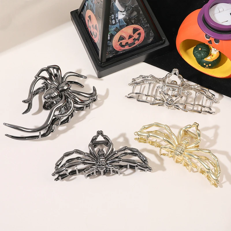 

2023 Halloween Hair Claw Women Headwear Metal Spider Large Hair Clip Clamp Grab Shark Hairclips Pinza Pelo Mujer