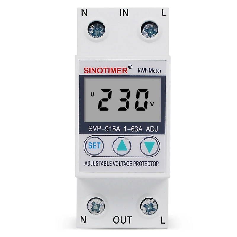 SINOTIMER SVP-915A 63A однофазный регулируемый Интеллектуальный протектор перенапряжения