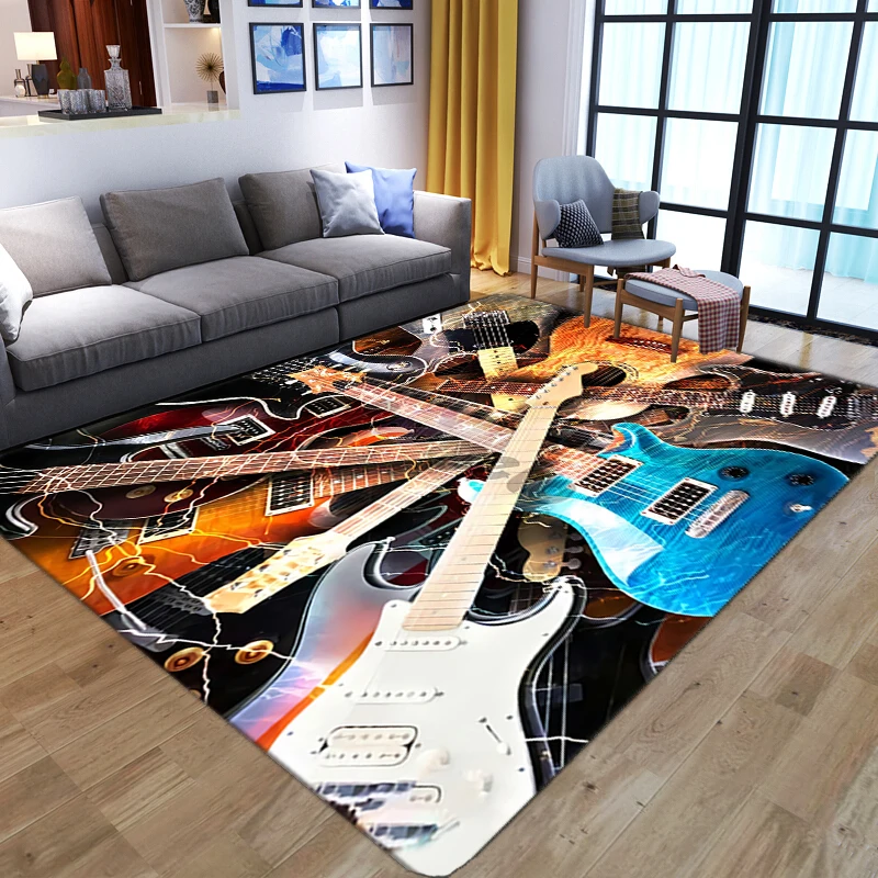 

Colorful Guitar 3D Printed Carpets For Living Room Non-Slip Area Rugs Bedroom bedside Modern Home Decoration Dropshipping POD