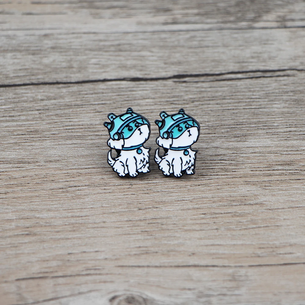 Серьги-гвоздики женские из нержавеющей стали с эмалью и мультяшными животными -