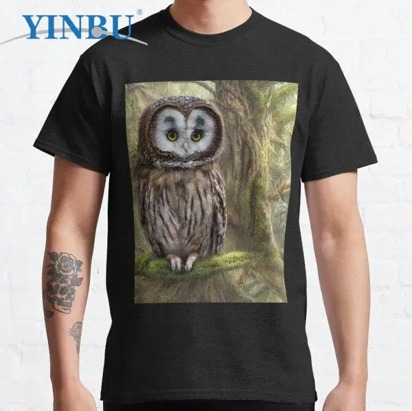 

Мужская футболка с рисунком Совы и старых деревьев, 2023