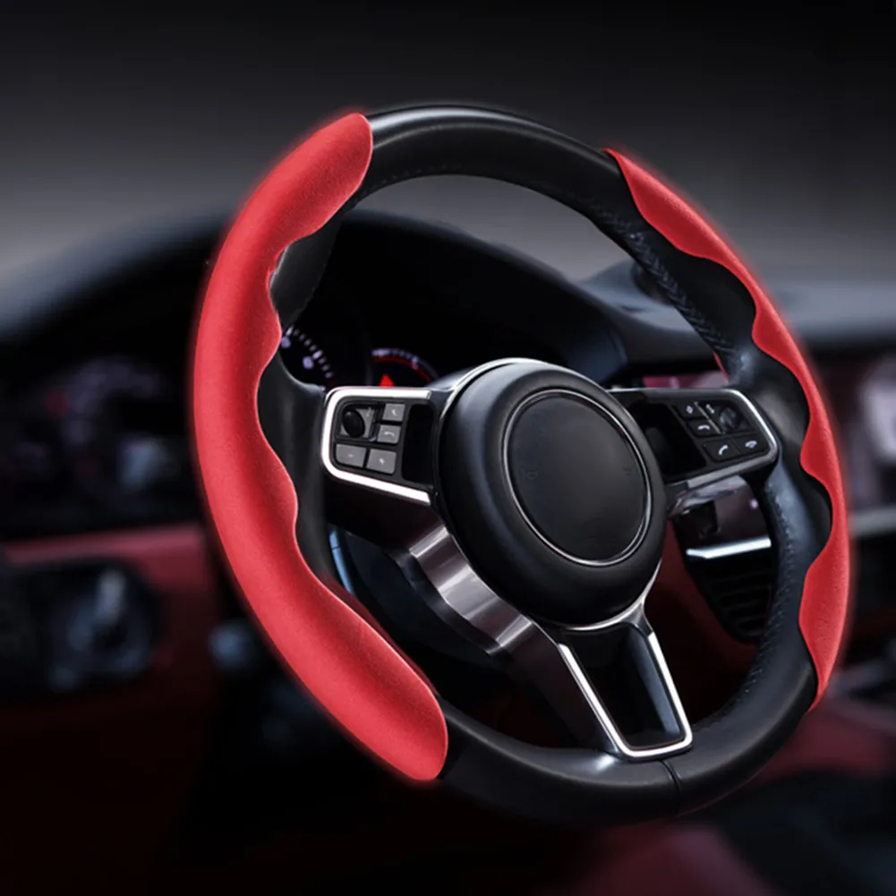 

2pcs Universal Car Steering Wheel Cover Suede Anti-Slip Protection Cover Steering Cover