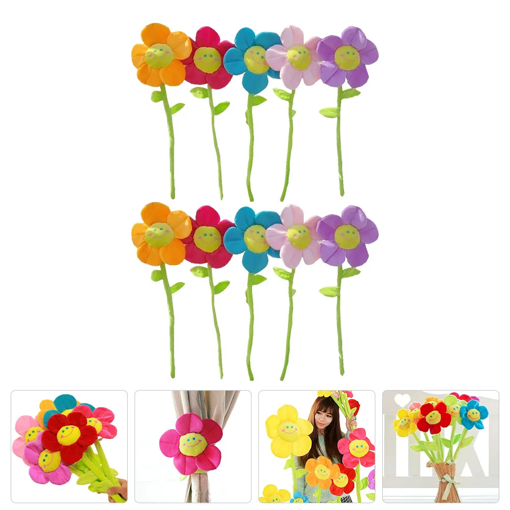 

10 Pcs Window Toys Flowers Plush Toy Plush Sunflower Soft Rose Flower Plush Rose Flower Stuffed Plush Bouquet Toy