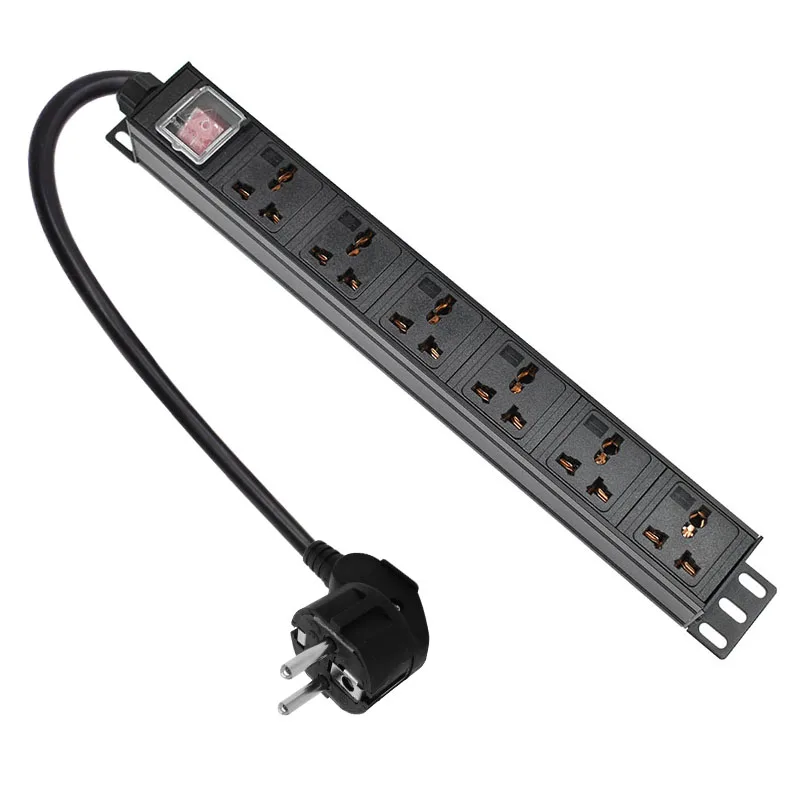 

6 AC Output Universal Socket Power Distribution Unit UK Type for Rackmount Server Rack PDU 13A 3500W