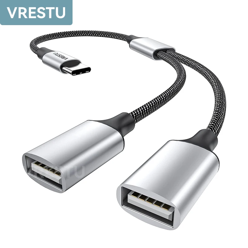 

USBC to 2 USB Triple USBA Adapter Data Power Data Supply OTG Convertor Cable Multiple Port USB2.0 Dual Port for MacBook Pro iPad