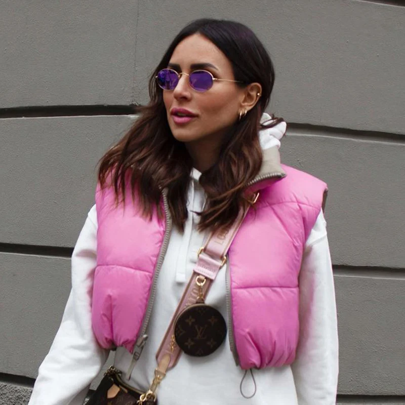 Ardm Casual Quilted Two-Color Reversible Coats Vest Streetwear Sleeveless Winter Jacket Women 2022 Outerwear Crop Tops