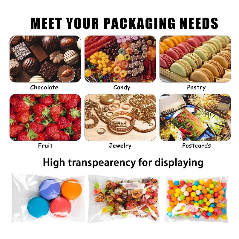 1000-100pcs Clear Plastic Self Adhesive Bag Self Sealing Jewelry Accessories Candy Packing Resealable Gift Cookie Packaging Bag images - 6