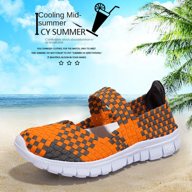 

Летняя женская обувь, женские туфли ручной работы на плоской мягкой подошве, Прогулочные кроссовки, дышащая Женская Ручная плетеная танцевальная обувь, традиционная