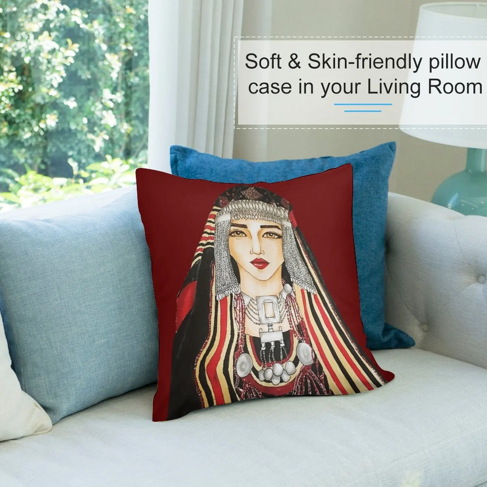 Yemeni женщина иллюстрация пледы подушка наволочка декоративный чехол для гостиной