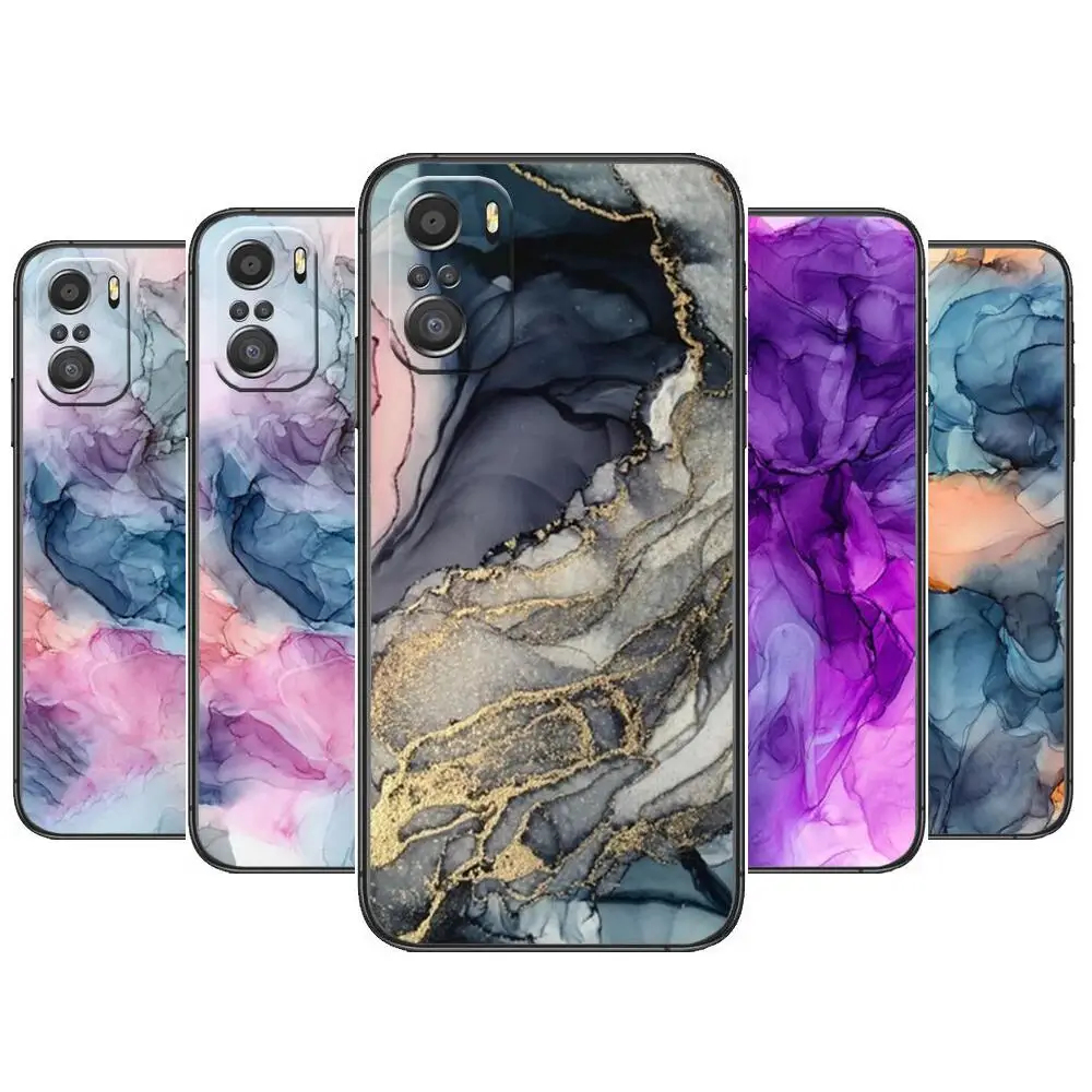 

Painted Marble texture For Xiaomi Redmi Note 10S 10 9T 9S 9 8T 8 7S 7 6 5A 5 Pro Max Soft Black Phone Case