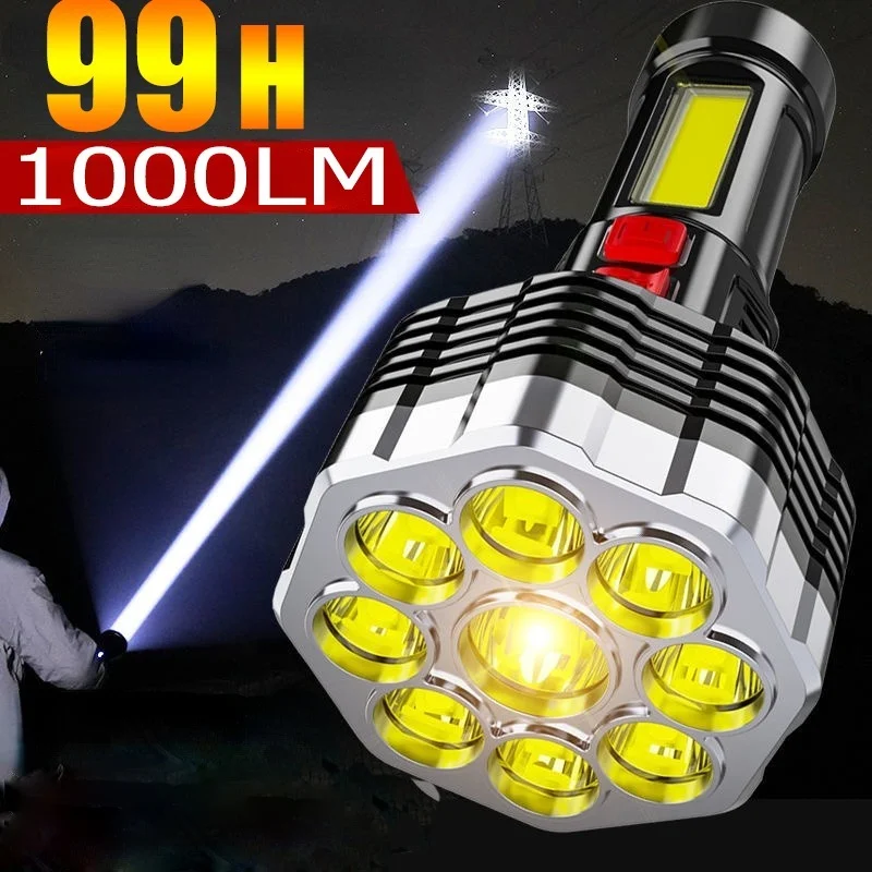 

Светодиодный фонарик высокой мощности, 1000 лм, с USB-зарядкой и дисплеем мощности, тактическая лампа для самообороны, уличное освещение, для ке...