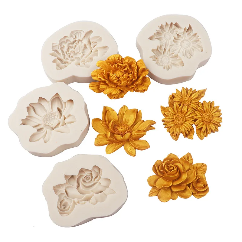 

Bloom Flower Silicone Cake Mold 3D Fondant Mold DIY Fudge Pudding Cupcake Jelly Candy Chocolate Decoration Baking Tool Moulds