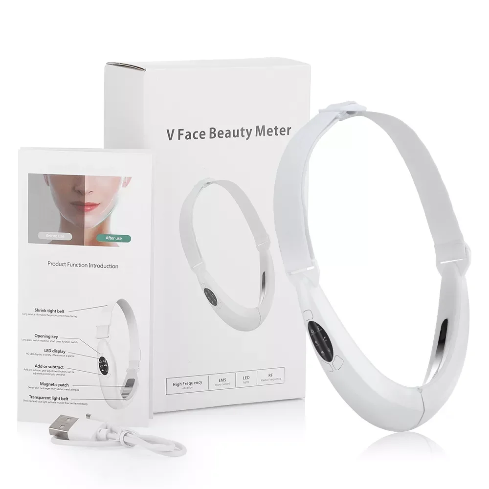 

Face Lifter V-Line Up Microcurrent 5 Modes LED Photon Therapy Double Chin Vivration Slim Infrared Cellulite Massager Belt Jaw