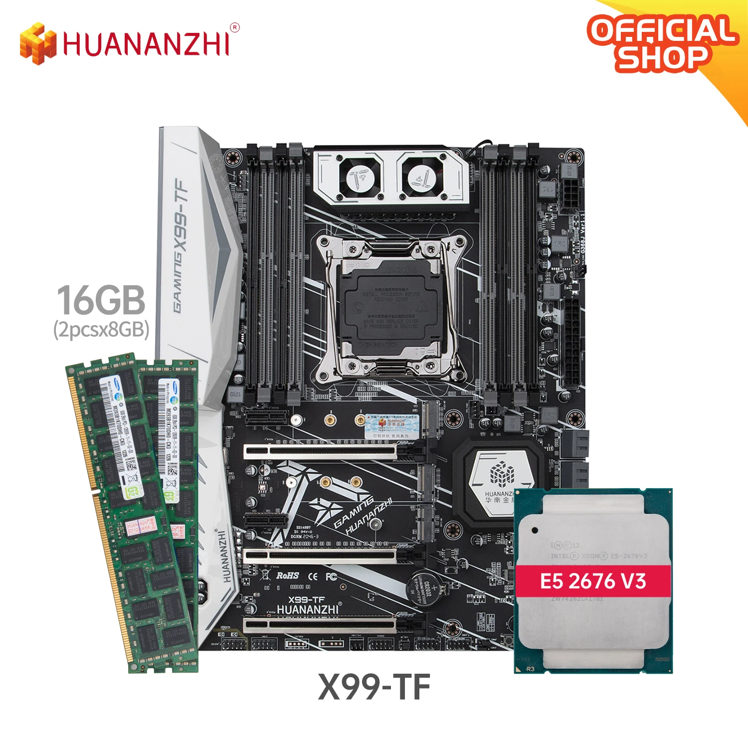 

HUANANZHI X99 TF X99 материнская плата с Intel XEON E5 2676 V3 с 2*8G DDR3 RECC память комбинированный комплект SATA 3,0 USB 3,0