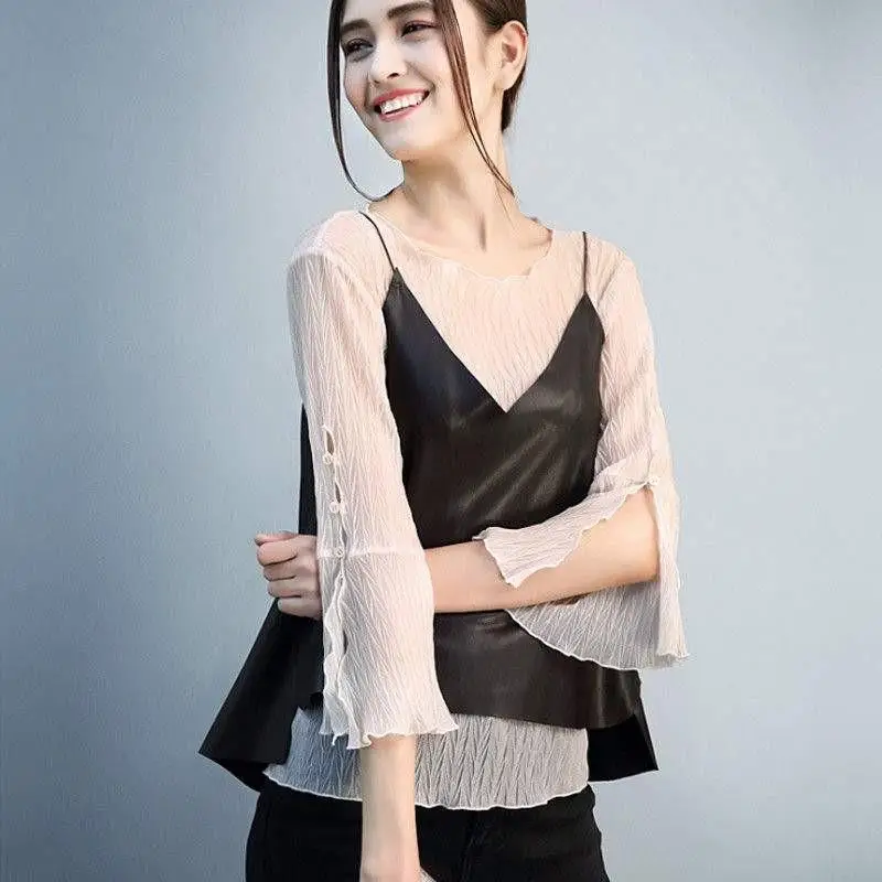 2023 New Spring Autumn Sexy Women Irregular Leather Vest Top Women V Neck Sleeveless Sling Loose Vest  4XL Y199