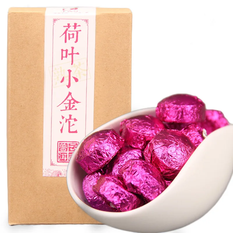

China Yunnan Mini Pu'er Tea Ripe Tea Xiaotuo Tea Lotus Leaf Tea Box 250g Green Food for Health Care NO teapot