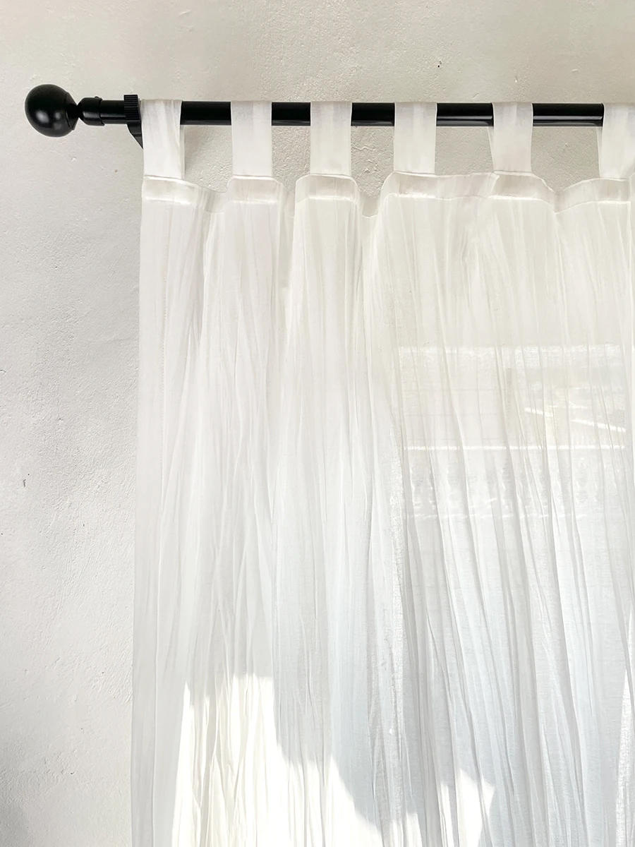 Шторы из натурального хлопка и льна белые полупрозрачные шторы смятой марли для