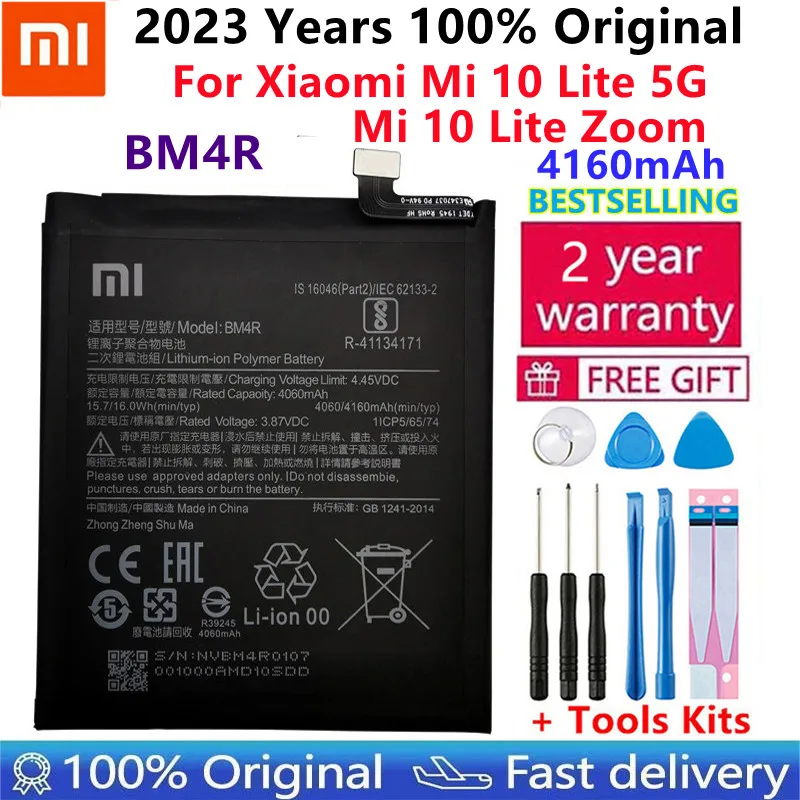 

2023 Years Xiao Mi Original BM4R Battery For Xiaomi Mi 10 Lite 5G BM4R Genuine Replacement Phone Battery 4160mAh With Free Tools