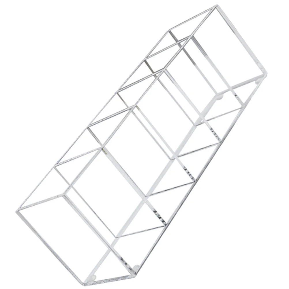 

Organizer Holder Cup Makeup Acrylic Box Storage Brush Desk Pen Vanity Stationery Case Pot Multi Compartment Grid Desktop Display