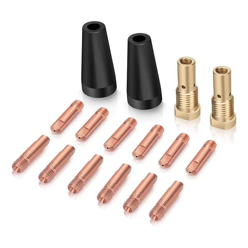 

16PCS Flux Core Gasless Nozzle Tips K3493-1 Kit Part 0.030Inch Contact Tips & Gas Diffusers With Century FC90/80GL Titanium