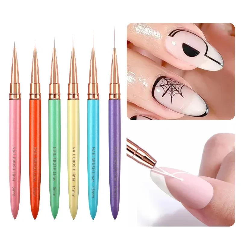 

5/7/9/11/15/18MM Candy Color Nail Art Pen Nail Liner Brush Drawing Lines Stripe Painting Nail Brush Nail Art Manicure Tools