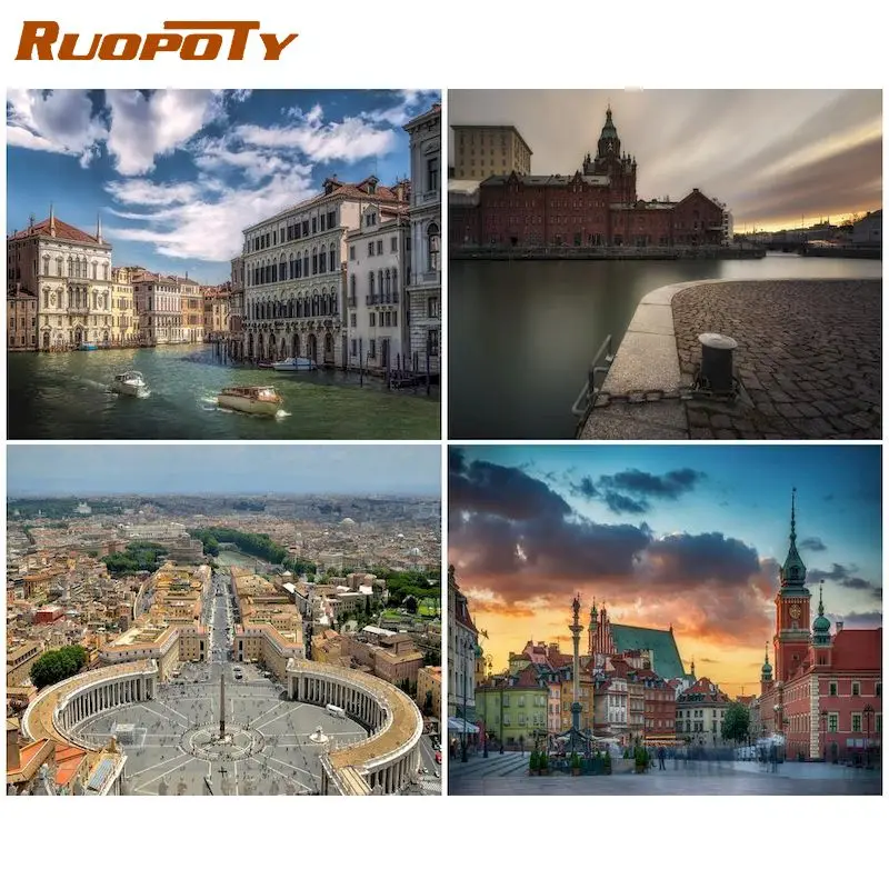 

RUOPOTY Coloring By Number Build Kits Home Decoration Pictures Painting By Number Landscape HandPainted Art Gift