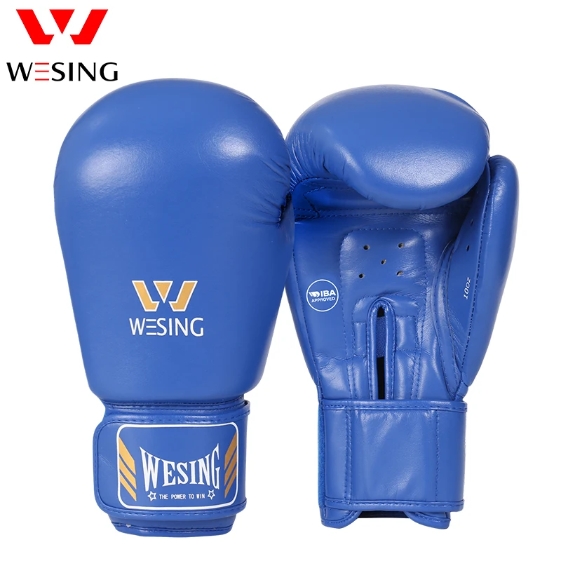 Фото Боксерские перчатки Wesing AIBA для соревнований, синие красные бойцовские перчатки для кикбоксинга, боксерские перчатки 12 унций №2