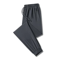 plus size 7xl 8xl mens summer leisure ice silk pants mens black sweatpants sports stretch feet ultra thin quick drying pants