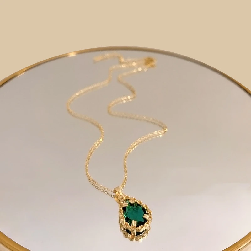 

JOZY Gold Plated French Court Style Pendant Necklace For Women Copper Zircon Clavicle Chain Necklaces Elegant Jewelry Party 2022