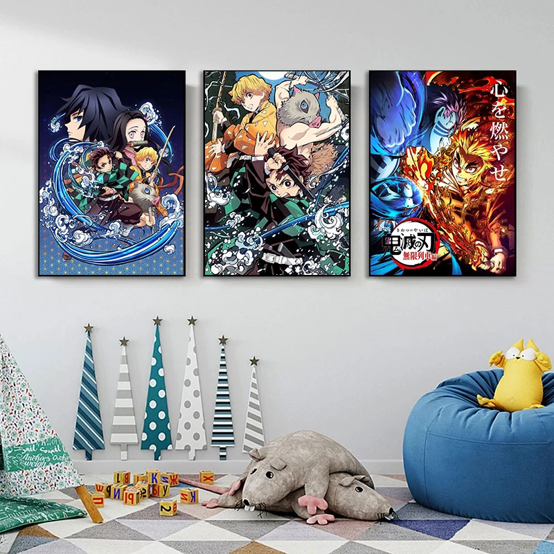 

Плакат из японского аниме, постеры и принты на холсте с изображением рассекающего демонов киметасу, яибы, мугена, картины для интерьера гост...