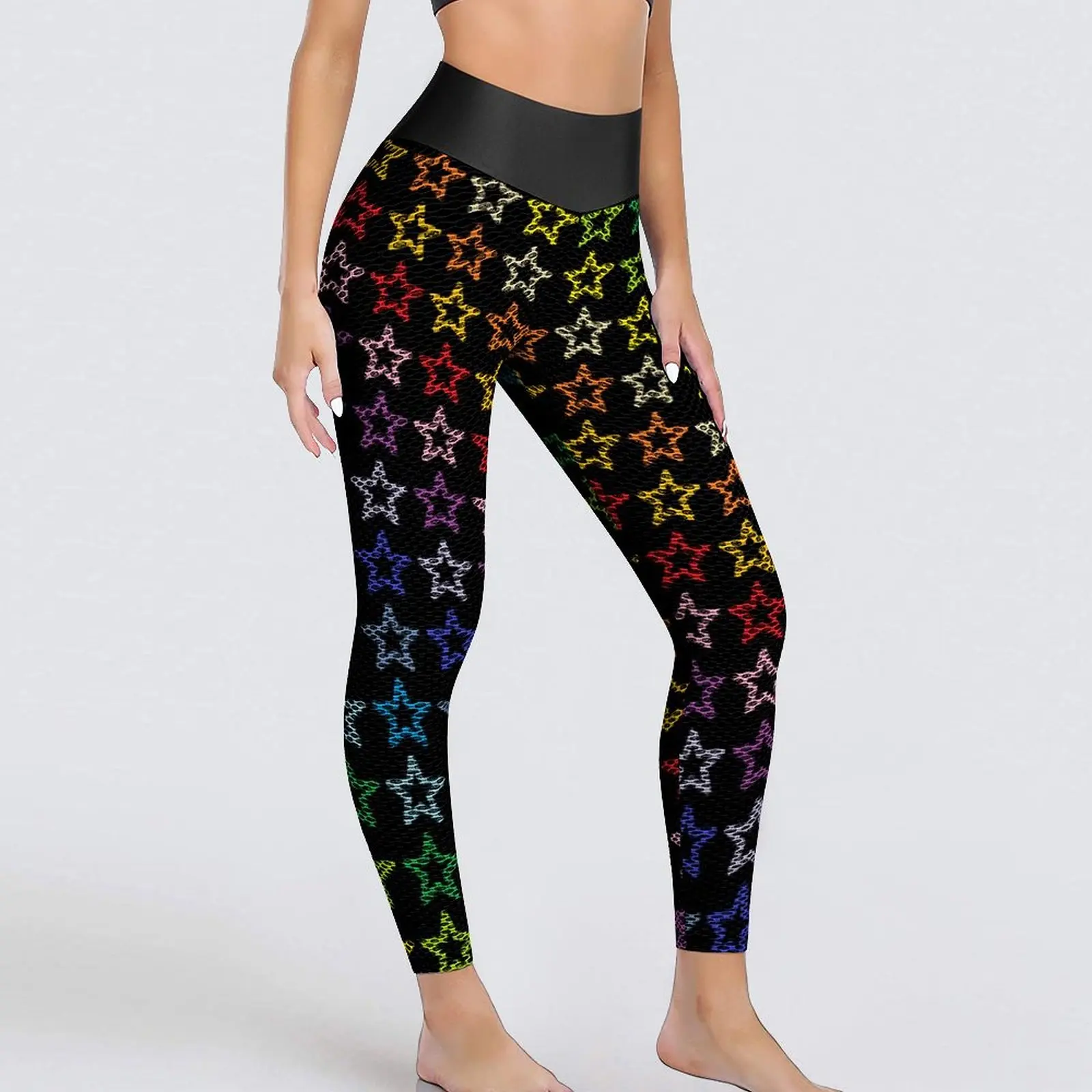 

Broader Spectrum Rainbow Leggings Outline Stars Print Fitness Gym Yoga Pants Women High Waist Casual Leggins Sexy Sport Legging