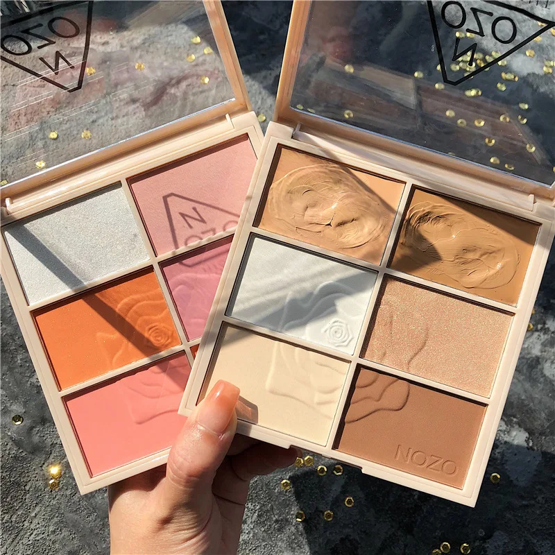 

NOZO Glitter Makeup Highlighter Face Bronzer Shine Brown Cream Highlight Shimmer Shading Contour Powder Palette Blush Cosmetics