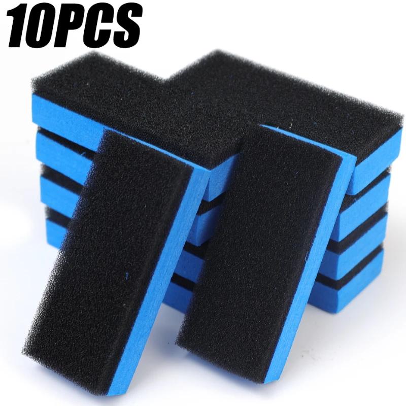 

10X автомобильный губчатый блок для очистки восковой полировки, инструмент, автомобильная губка, черный, синий, двусторонняя губка, ручной шлифовальный блок, уход за автомобилем