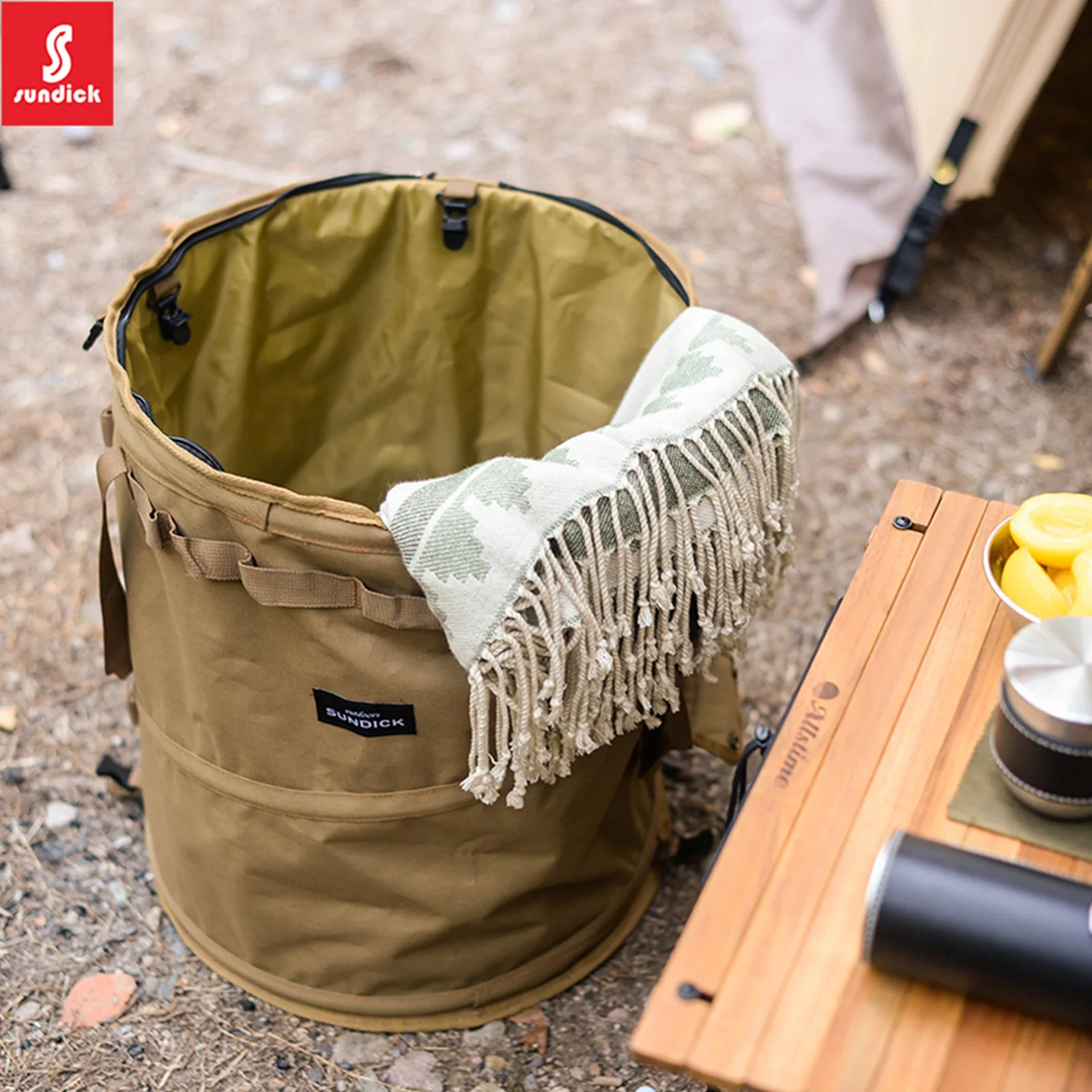 

Sundick Storage Barrel Folding Camping Clothes Sundry Storage Bag Multifunction Outdoor Holder Barrel Ultralight for Fishing