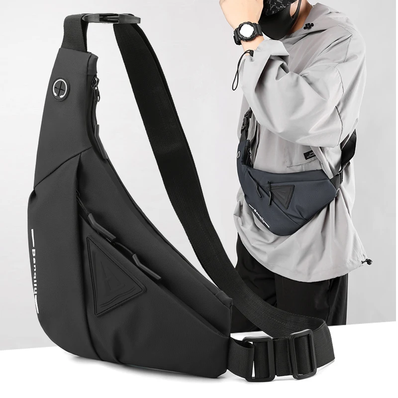 

Fashion Nylon Men's Crossbody Bags 2022 New Trend Solid Color Shoulder Bag Casual Travel Storage Saddle Chest Packs Male Pockets