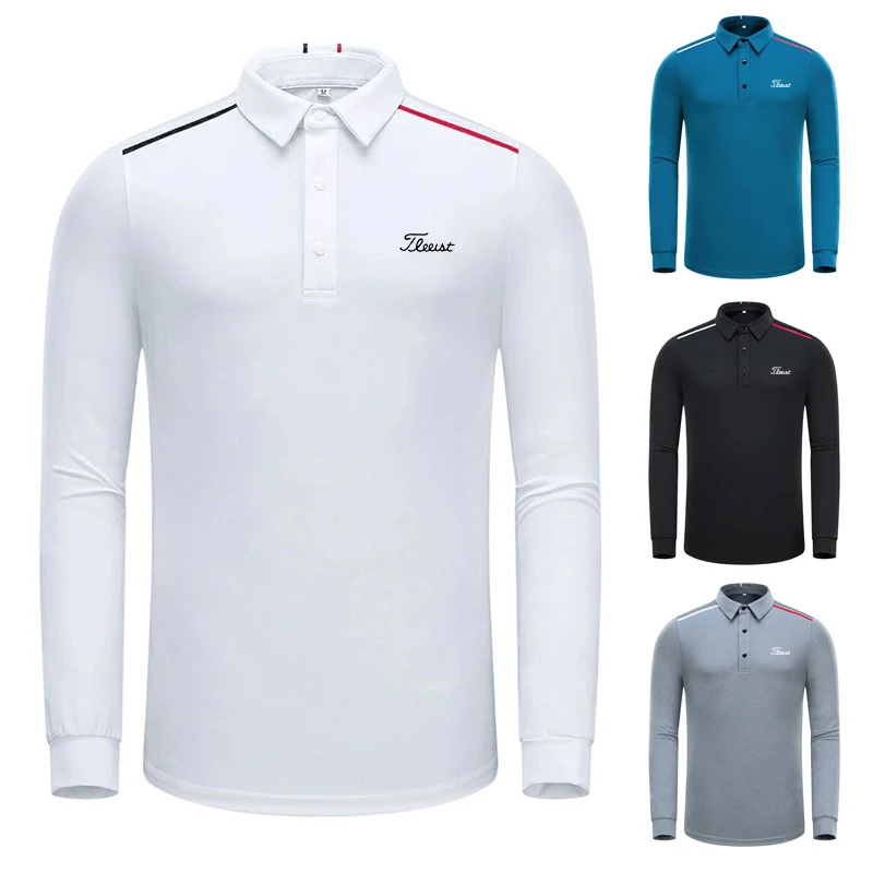 

2022 New Golf Clothing Men Long Sleeve Breathable Quick Drying Outdoor Gym Sports Sweat Polo Shirt Casual Shirt Men Full Sleeve