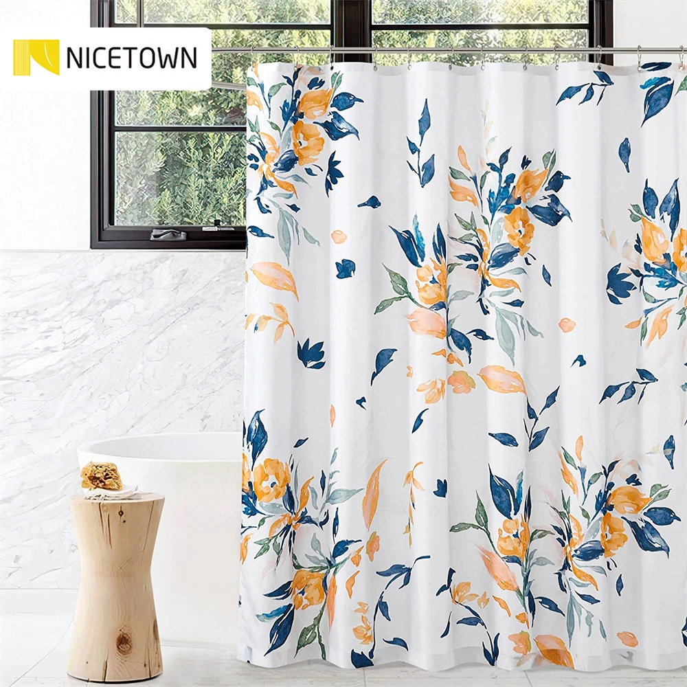 

NICETOWN Flower cluster Bath Curtain for Home Decor Waterproof Shower Curtain with free Hooks Bathroom Curtain Bathroom Decor