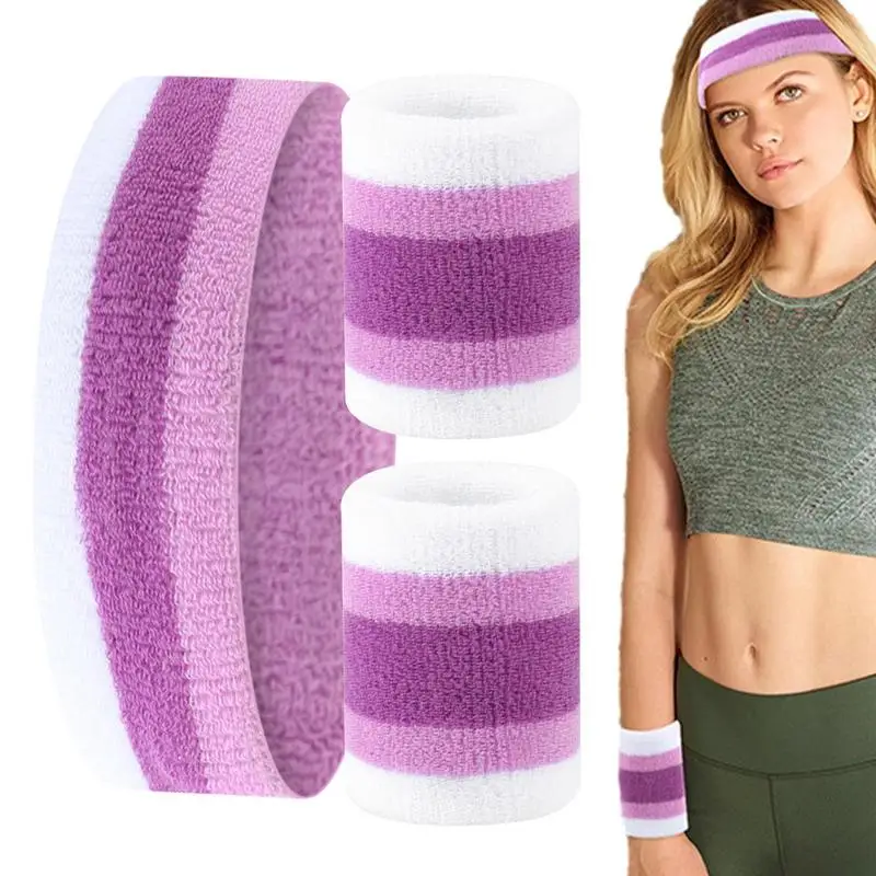 

Sweat Band Wristband Set Workout Headbands For Working Out Running Basketball Exercise Sweat Bands Headbands And Wristbands