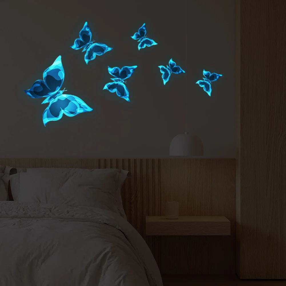 

1 Set Luminous Butterfly Wall Stickers Living Room Butterflies For Wedding Party Decoration Home 3D Glow In Dark Wallpaper
