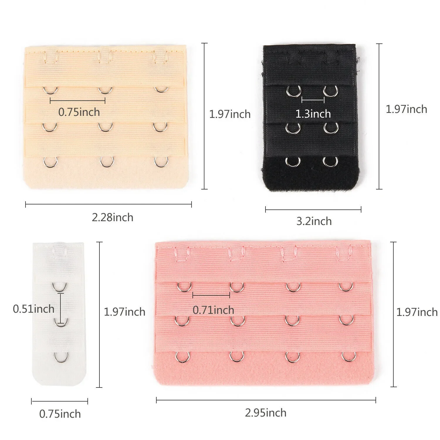 Bra Extenders Strap Extension 3 Hooks 2 Rows Women Intimates Lengthened Bra Hook Extenders Womens Accessoires 2/3/4Buckles
