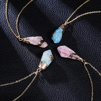 new classic handmade twining irregular natural stone pendant purple crystal pink quartz crystal necklace for women