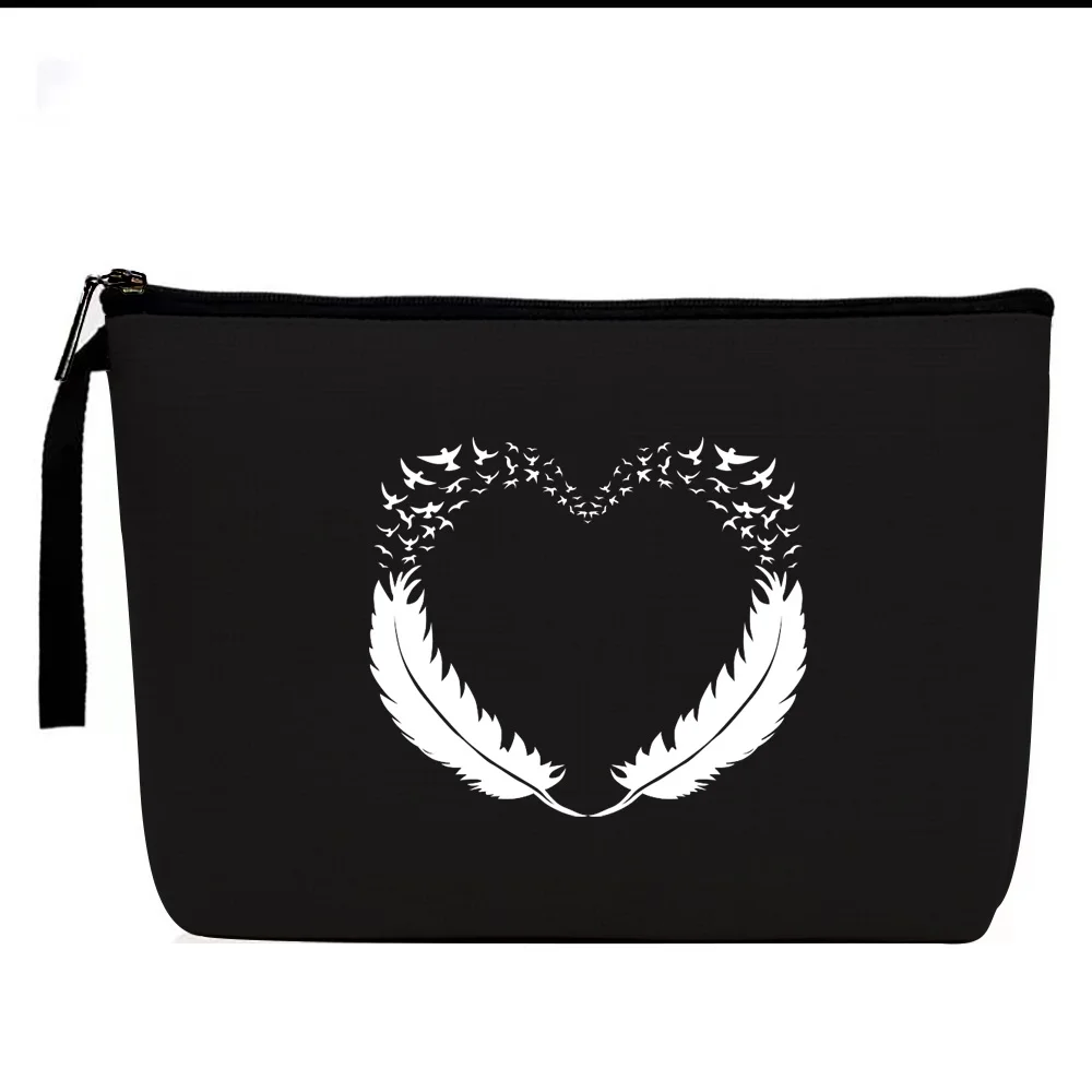 

Feather Print Cosmetic Bag Women Makeup Case Travel Toiletries Organizer Female Storage Make Up Pouch Pencil Bag Gift for Friend