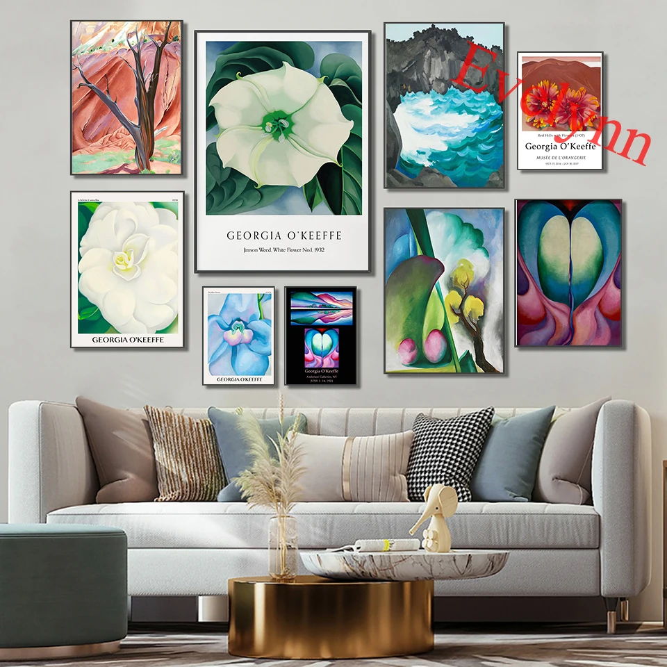

Georgia O'Keeffe Poster - Black Iris -Floral Wall Art Decor-Home Minimalism Bedroom Decoration Canvas Painting Modern Home Decor