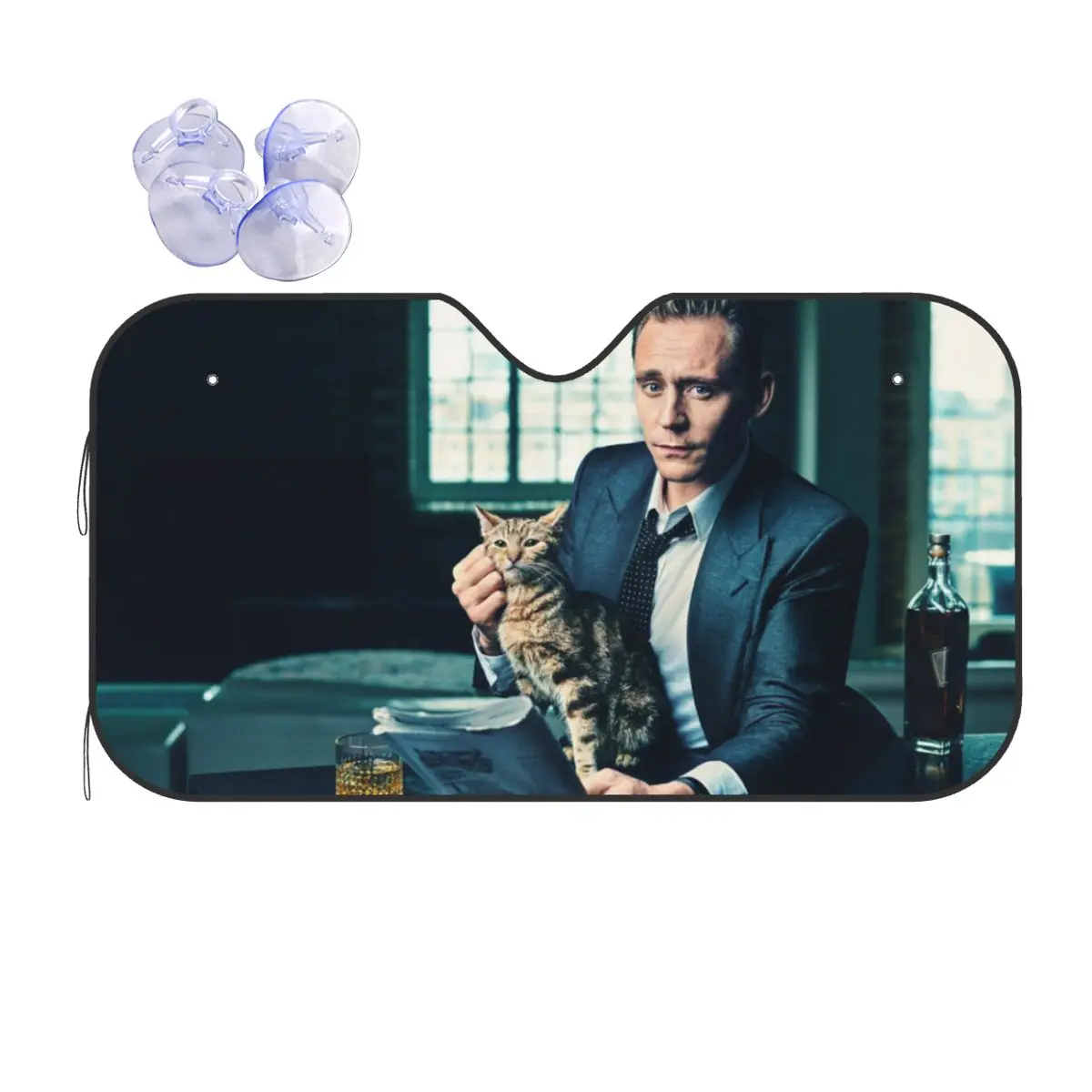 

Tom Hiddleston Cat Windshield Sunshade Actor Funny Car Front Windshield 76x140cm Sun Visor Heat Reflector