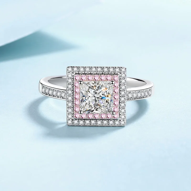 Новинка 2024 квадратное кольцо в 1 карат из муассанита с сахарным покрытием